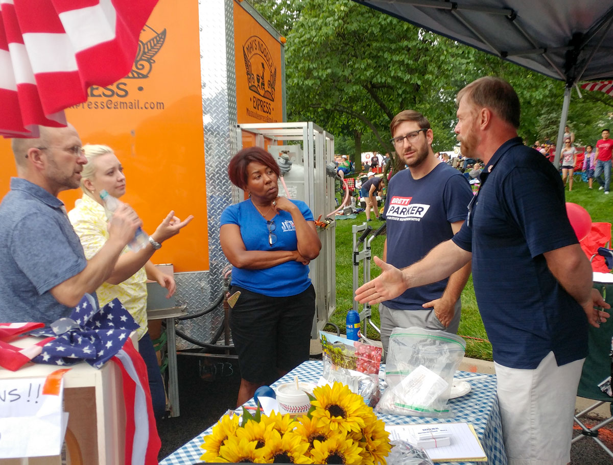 David Neal talks with Johnson County residents