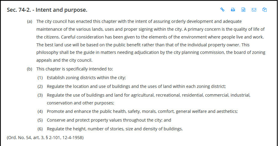 'Intent and purpose' section of Zoning Chapter of the Merriam Municipal Code